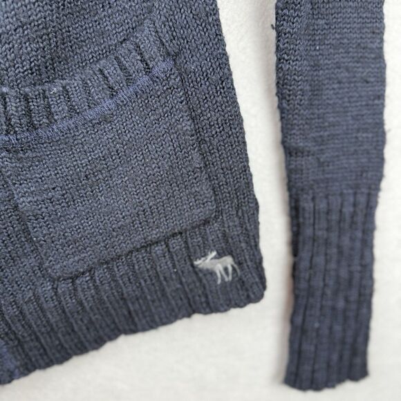 Vtg Abercrombie & Fitch Womens Cardigan Navy Blue Wool Sz S Classic Y2K Preppy - Picture 2 of 8